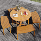 Tangkula 36 Inches Outdoor Folding Round Dining Table, No Assembly Patio Acacia - Image 4