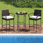 Tangkula 3 Piece Outdoor Bar Set, Patio Rattan Heavy Duty Bar Height Glass Top - Image 4