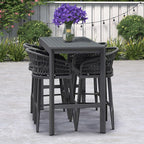 PURPLE LEAF Outdoor Rattan 29" Bar Stools Set of 2, Modern Boho Aluminum Patio - Image 9