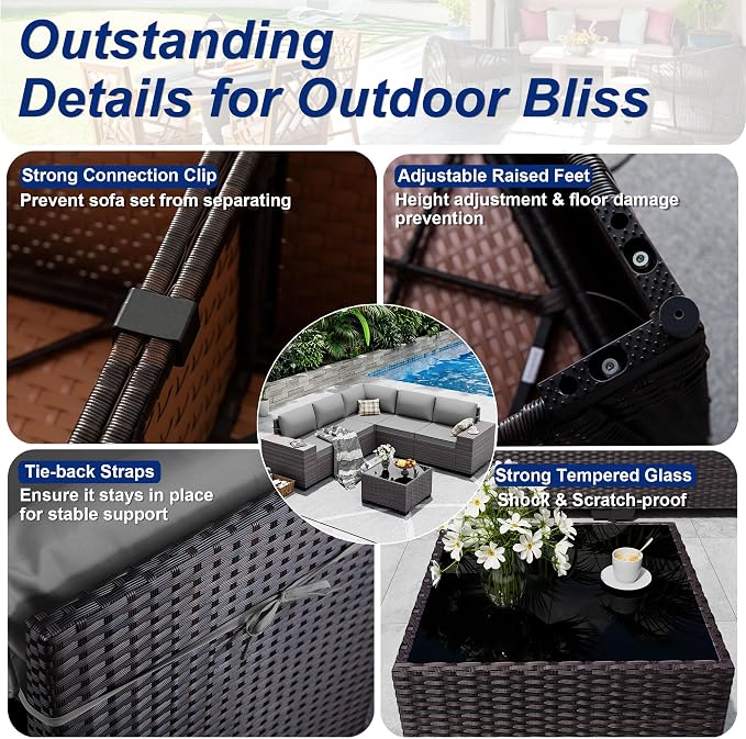 9 Pieces Patio Furniture Set - Image 7