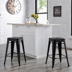 AC Pacific 24” Metal Backless Barstool Set of 2 – Country Rustic Style - Image 2