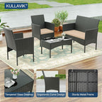 Kullavik 4 Pieces Outdoor Patio Furniture Set, PE Wicker Rattan Chairs Garden - Image 3