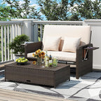 S AFSTAR Outdoor Daybed with Storage Ottoman, Wicker Chaise Lounge Chair with - Image 2
