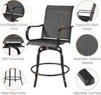 Yaheetech 3 Pieces Outdoor Swivel Bar Set, Patio Swivel Bar Stools Set - Image 4