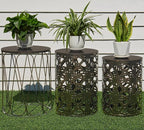 HFHOME Set of 3 Metal Outdoor Side Table, Nesting Round Coffee Table by HFHOME