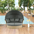 Merax All-Weather Outdoor Round Patio Daybed Conversation Sofa Set Wicker - Image 9