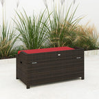 Outsunny 34 Gallon Outdoor Wicker Storage Bench Deck Box, PE Rattan Patio - Image 8