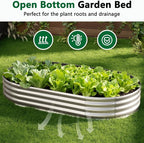 zizin 2 Pack Oval Galvanized Raised Garden Bed Kit 8x4x1ft Large Metal Planter - Image 5
