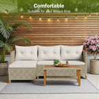 Devoko Patio Furniture Set 3 Piece Outdoor Sectional Sofa Hollow Rattan Patio - Image 5