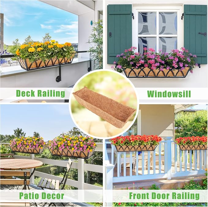 Y&M 2Pcs 24" Trough Coco Fiber Replacement Liner, Pre-Formed Window Deck Coco - Image 5