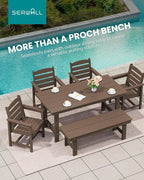 SERWALL 2-Person Outdoor Bench Backless, HDPE Outdoor Benches Weatherproof - Image 8