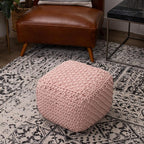 BIRDROCK HOME Square Pouf Ottoman | Cotton Braided Foot Stool - Image 2