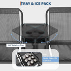 2-Person Porch Swing with Cup Holders, Pivot Storage Table & Cooler Bag - Image 3