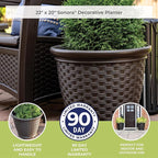 Suncast Sonora 22 Inch Plastic Wicker Indoor or Outdoor Decorative Garden - Image 7