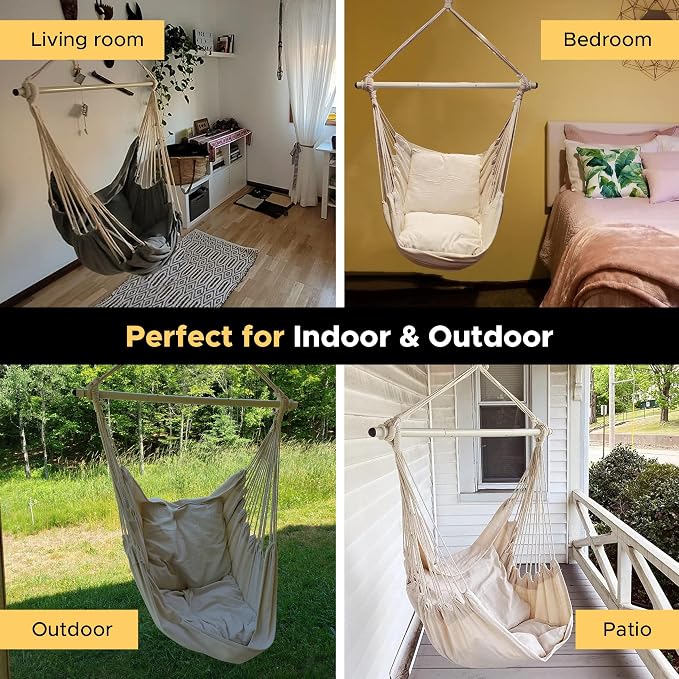 ADVOKAIR Hammock Chair Swing, Heavy-Duty Hanging Rope Swing Seat Supports 500 - Image 7