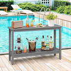 SUPER DEAL 48 inch Outdoor Console Table, 2-Tier Solid Wood Side Table - Image 2