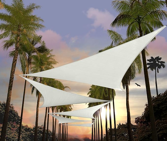 Amgo Custom Size 22' x 22' x 22' White Triangle Sun Shade Sail UPF50+ AGTAPRT12 by Amgo