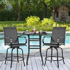Yaheetech 3 Pieces Outdoor Swivel Bar Set, Patio Swivel Bar Stools Set - Image 2