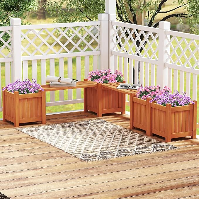 Giantex 2-in-1 Outdoor Bench - Image 2