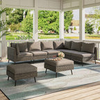 LAUSAINT HOME 8 Piece Outdoor Sectional Sofa PE Rattan Patio Conversation Sets - Image 4