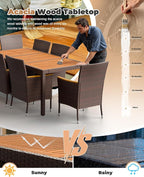 Flamaker 9 Piece Patio Dining Set Outdoor Acacia Wood Table and Chairs - Image 6