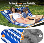 Double Hammock with Spreader Bar, Soft Pillow, Max Load 500lbs, Portable Hammock - Image 4