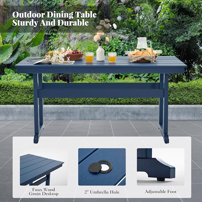 HDPE Outdoor Dining Set, 6-Piece Outdoor Table and Chairs Include 4 Dining - Image 4