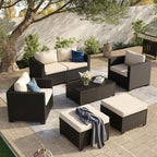 Aoxun 7 Piece Outdoor Patio Furniture Set 6 Seats, Outdoor Sectional by Aoxun