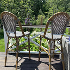 PURPLE LEAF French Bar Stool Set of 4 Bamboo Print Finish Patio Bar Stools - Image 2