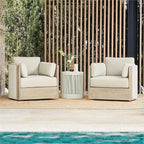 CHITA 3 Pieces Boho Patio Rattan Bistro Set, Outdoor Wicker Furniture Swivel by CHITALIVING