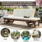 Merax Patio Sofa, Outdoor Adjustable Wooden Daybed, Chaise Lounge - Image 6