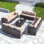 Kullavik 14 Pieces Outdoor Patio Furniture Set PE Wicker Rattan Sectional Sofa by KULLAVIK