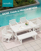 SERWALL 2-Person Outdoor Bench Backless, HDPE Outdoor Benches Weatherproof - Image 8