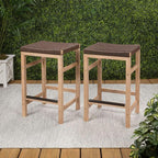 JONATHAN Y CSL1201C-SET2 Armand 25.6" Modern Coastal Backless Acacia Wood - Image 2