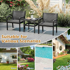 COSTWAY 3 Piece Patio Furniture Set, Outdoor PP Rattan Wicker Furniture Set - Image 9