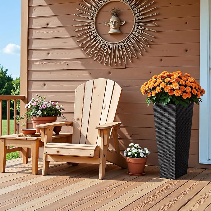 Devoko Resin Tall Planters for Outdoor Plants Set of 2, Large Taper Outdoor - Image 5