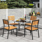 Tangkula 6 Pieces Outdoor Acacia Wood Dining Set, Patio Table and Chairs Set - Image 3