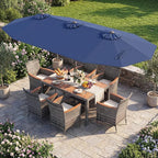 Tangkula 9 Pieces Rattan Outdoor Dining Set - Image 2