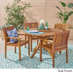 Christopher Knight Home Kally Outdoor Five Piece Acacia Dining Set, Teak Finish - Image 3