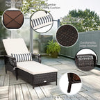 Tangkula Wicker Chaise Lounge Outdoor Set of 2, Patio Rattan Reclining Chaise - Image 7