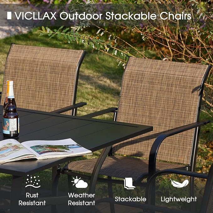 VICLLAX Patio Dining Set for 4, Outdoor Furniture Set Includes 1 Square Patio - Image 4