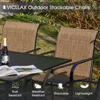 VICLLAX Patio Table and Chair Set of 8, All Weather Metal Round Outdoor Dining - Image 4