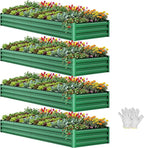 YITAHOME 4pcs 12x4x1 ft Galvanized Raised Garden Bed Kit, Large Metal Planter by YITAHOME