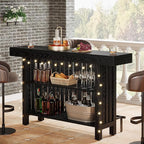 Tribesigns Black Large Home Bar Unit, 2-Tier Mini Bar Table Height Pub Table - Image 6