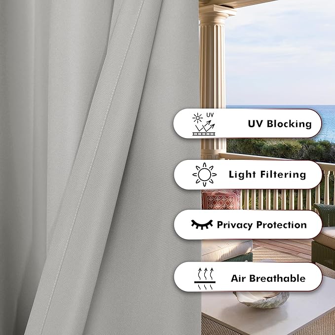 BONZER Outdoor Curtains for Patio Water Resistant Heavy Privacy Light Filtering - Image 4