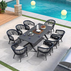 PURPLE LEAF Outdoor Dining Set for 8 All-Weather 9 Pieces Patio Aluminium - Image 3