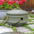 Sedona Hose Pot with Lid, Brass Accents, holds up to 100-Feet of Hose By Good - Image 7