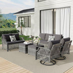 HOMREST 7 Piece Patio Furniture Set, Wicker Outdoor Conversation Sofa Set - Image 9