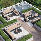 Aoxun 10 Piece Patio Furniture Set Wicker Rattan Patio Sectional Sofa Set - Image 5
