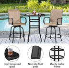 Yaheetech Patio Bar Table Tempered Glass, Height High Top Outdoor Pub Height - Image 5